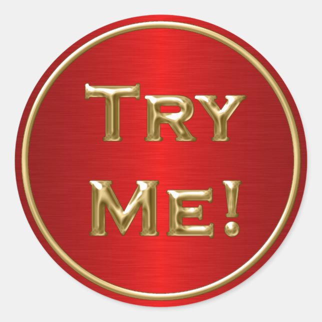 Sticker Rond Essayez-Moi Black Gold Red Pour Tester Exemple Con (Devant)