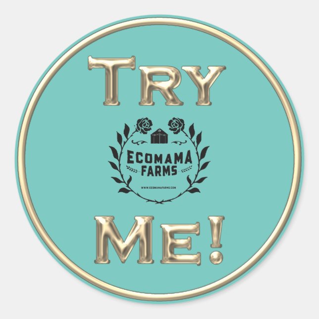 Sticker Rond Essayez-moi Logo Gold Produit Tester Exemple Conte (Devant)