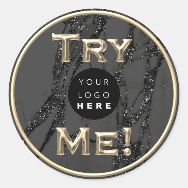 Sticker Rond Essayez-moi Logo Gold Tester Exemple Conteneur Noi (Devant)