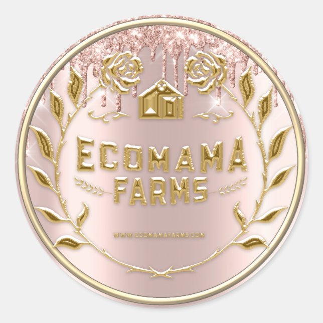 Sticker Rond Essayez-moi Logo Rose Drips Tester Exemple d'embal (Devant)