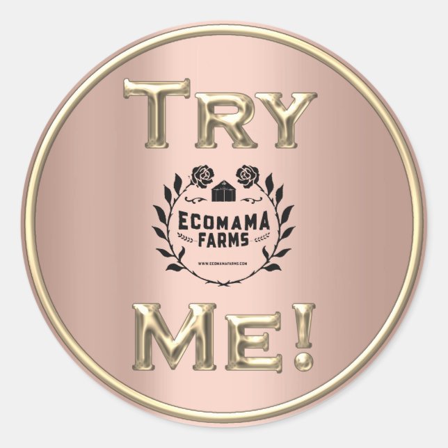 Sticker Rond Essayez-moi Logo Rose Gold Tester Exemple Conteneu (Devant)