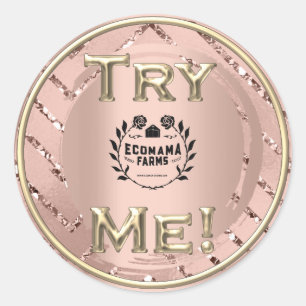 Sticker Rond Essayez-moi Logo Rose Modern Tester Exemple Conten