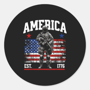 Sticker Rond Est 1776 Drapeau Vintage américain patriotique US 