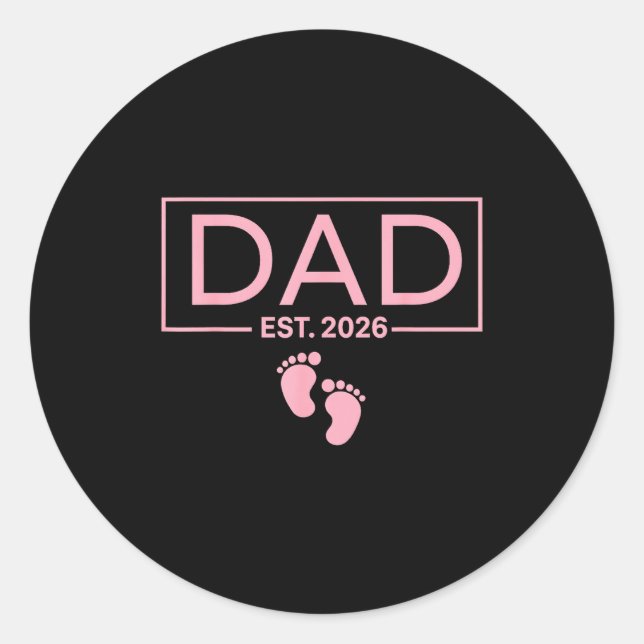 Sticker Rond Est 2026 To Be First Time New Daddy  (Devant)