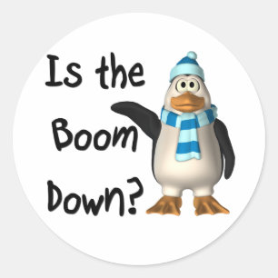 Sticker Rond Est-il le boom en baisse ? Avec le pingouin