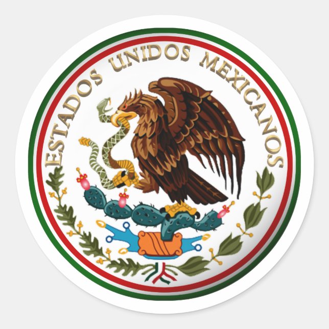 Sticker Rond Estados Unidos Mexicanos (Aigle du drapeau mexicai (Devant)