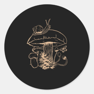 Sticker Rond esthétique Cottagecore Champignon Escargot Goblinc