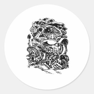 Sticker Rond Esthétique Cottagecore Grenouille Champignon Art G
