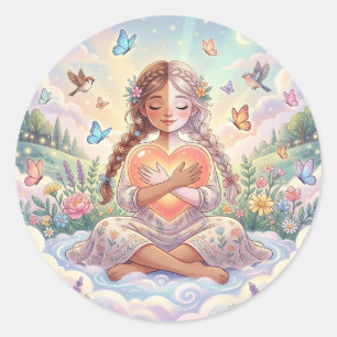 Sticker Rond Esthétique de l'amour et de la gentillesse