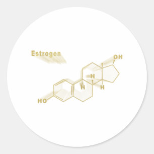 Sticker Rond Estrogen Hormone Formule chimique structurelle or