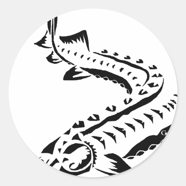 Sticker Rond Esturgeon tribal - Huso Beluga (Devant)