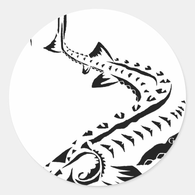 Sticker Rond Esturgeon tribal - Shovelnose (Devant)