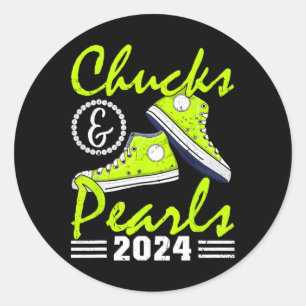 Sticker Rond Et Pearls Kamala Harris 2024 Élection Américaine 2