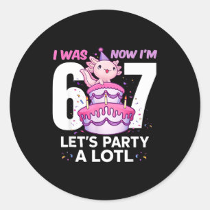Sticker Rond Était six sept mignon axolotl 7e anniversaire 6 7