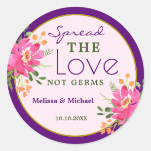 Sticker Rond Étaler Amour Violet Rose Floral Mariage Favoriser