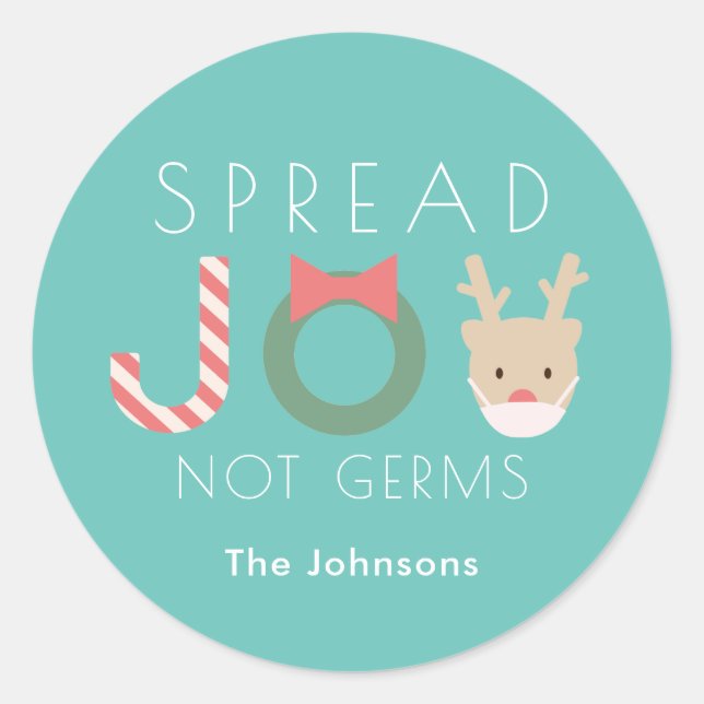 Sticker Rond Etaler JY Reindeer Masque Truquoise Bleu (Devant)