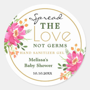Sticker Rond Étaler l'amour Baby shower Sanitizer Faveurs