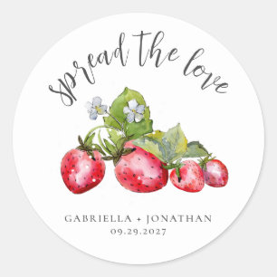 Sticker Rond Étaler L'Amour Fraise Jam Favoriser Mariage