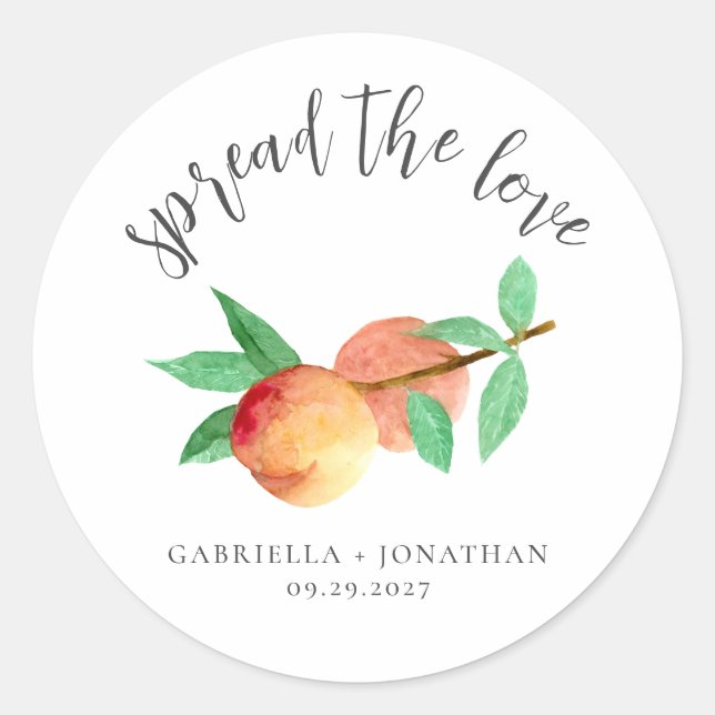 Sticker Rond Étaler L'Amour Peach Jam Wedding Favor (Devant)