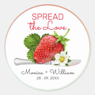 Sticker Rond Étaler le Mariage Love Strawberry