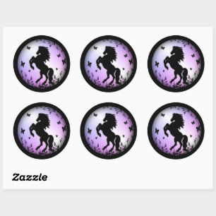 Sticker Rond Étalon noir cabré