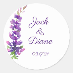 Sticker Rond Etanche de lavande Mariage violet