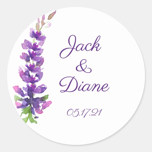Sticker Rond Etanche de lavande Mariage violet (Devant)