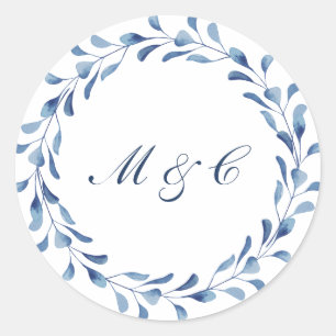 Sticker Rond Etanchéité Mariage d'enveloppe bleu / Favoriser