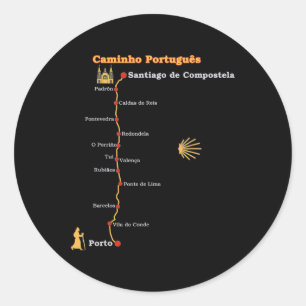 Sticker Rond Étapes de la route Caminho Português De Santiago C