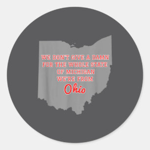 Sticker Rond État de l'Ohio, on se fiche du Michigan