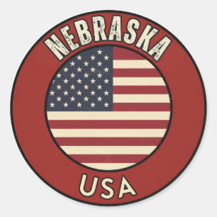 Sticker Rond État de Nebraska Cornhusker Gif 