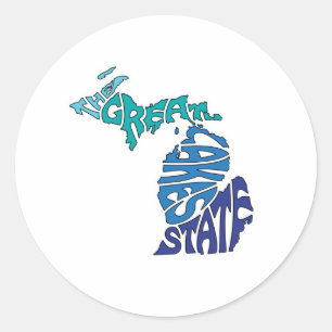 Sticker Rond État des Grands Lacs - Michigan Classic Round Sti