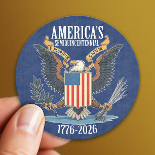 Sticker Rond États-Unis 250 - 1776-2026 - Blason de l'aigle vin