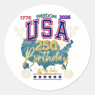 STICKER ROND ÉTATS-UNIS 250 ANS DE LIBERTÉ