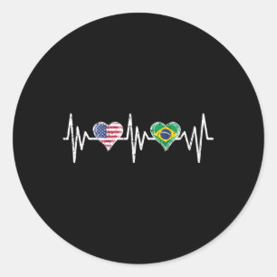 Sticker Rond Etats-Unis Brésil Hebeat Amérique Brésil Drapeau b