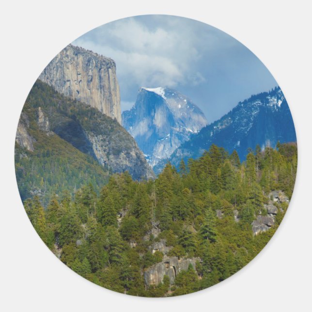 Sticker Rond États-Unis, Californie. View of Half Dome In Yosem (Devant)