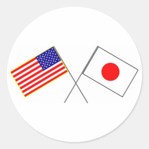 Sticker Rond États-Unis drapeau du JAPON