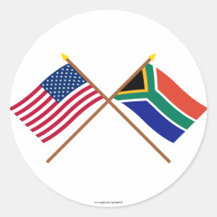 Sticker Rond États-Unis et Afrique du Sud drapeaux croisés