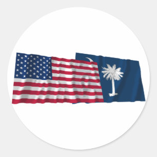 Sticker Rond États-Unis et Caroline du Sud drapeaux d'alerte