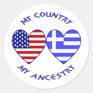 Sticker Rond Etats-Unis / Grèce Pays Ancêtre