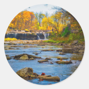 Sticker Rond États-Unis, Indiana. Cataract Falls State Recreati