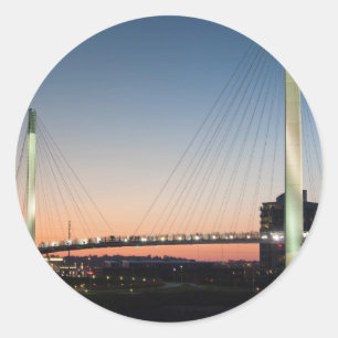 Sticker Rond États-Unis, Nebraska, Omaha, Passerelle Bob Kerrey