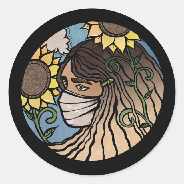 Sticker Rond Été 2020 Mask Up Goddess (Devant)