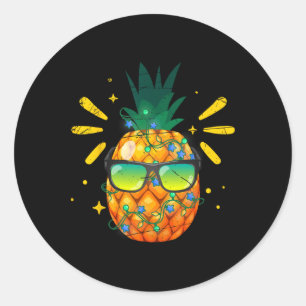 Sticker Rond Été Hawaïen Drôle de Simple Pineapple Noël 