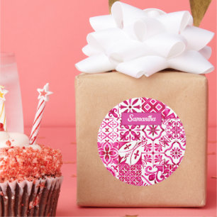 Sticker Rond Eté majolica rouge Sicilienne Méditerranée