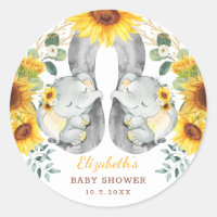 Été Twin Elephant Baby Baby shower de tournesol