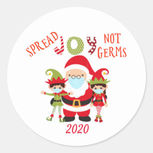 Sticker Rond Étendre la joie pas les germes Père Noël Funny Elf