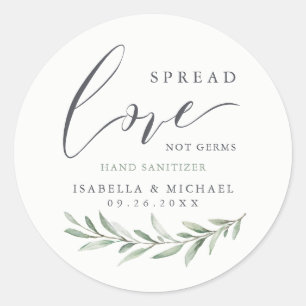 Sticker Rond Étendre L'Amour Sanitizer Vert Mariage Favoriser