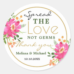 Sticker Rond Étendre le Sanitizer Mariage Floral Sanitizer Merc