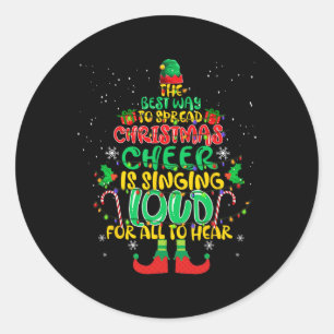 Sticker Rond Étendre noël la joie chante bruyamment xmas Elf p